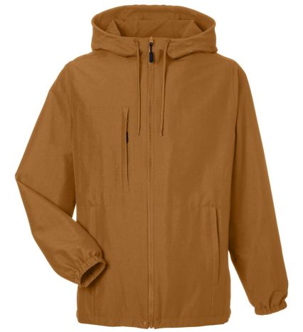 Harriton M73 Unisex Flex Twill Hooded Jacket in Duck brown
