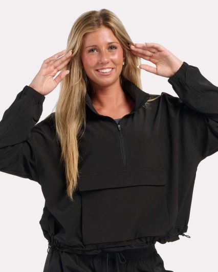 Boxercraft BW5204 Women's Stretch Woven Quarter-Zi in Black