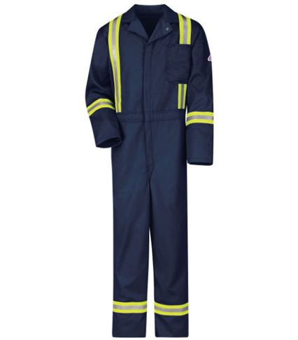 Bulwark CECT Men's Classic Coverall with Reflectiv in Navy/ yellow trim