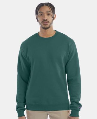 S600 Champion Logo Double Dry Crewneck Pullover sw in Emerald green