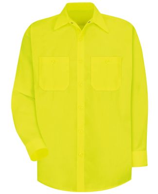 Red Kap SS14 Men's Enhanced Visibility Long Sleeve in Yellow/ green