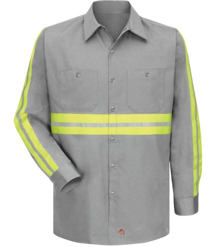 Red Kap SC30E Men's Enhanced Visibility Long Sleev in Grey