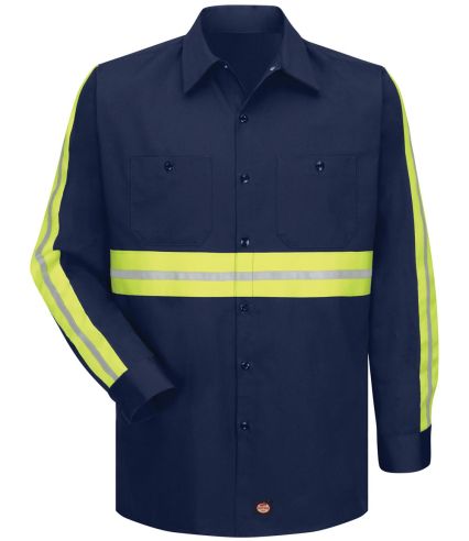Red Kap SC30E Men's Enhanced Visibility Long Sleev in Navy