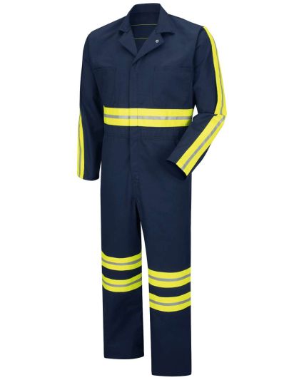 Red Kap CT10ENT Men's Tall Enhanced Visibility Act in Navy/ yellow trim