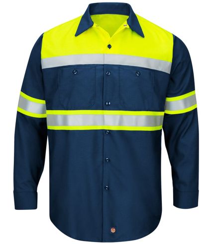 Red Kap SY70T Men's Tall Hi-Visibility Colorblock  in Fluorescent yellow/ navy