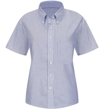 Red Kap SR61 Women's Executive Oxford Dress Shirt in Blue/ white stripe