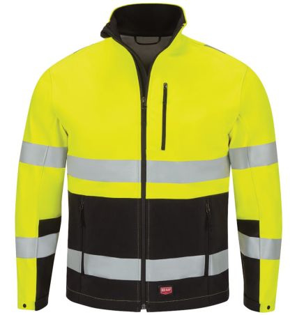 Red Kap JY34 Men's Hi-Visibility Soft Shell Jacket in Fluorescent yellow/ black