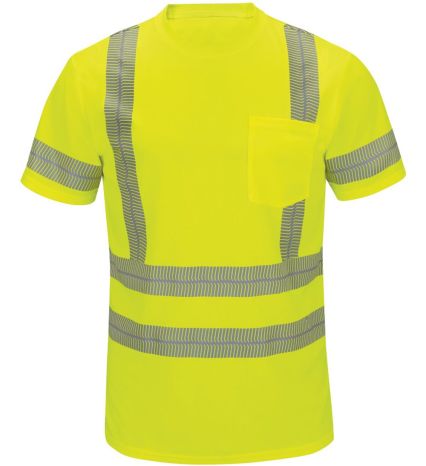 Red Kap SVY4T Men's Tall High Visibility Short Sle in Fluorescent yellow