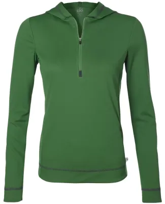 Woman's Leaf Green Half-zip sweatshirt in fleece