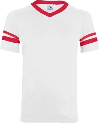 Augusta Sportswear 360 Two Sleeve Stripe Jersey in White/ red