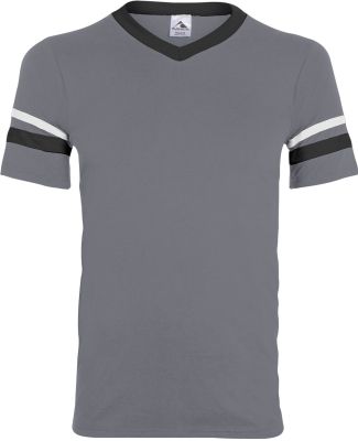 Augusta Sportswear 360 Two Sleeve Stripe Jersey in Graphite/ black/ white