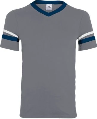 Augusta Sportswear 360 Two Sleeve Stripe Jersey in Graphite/ navy/ white