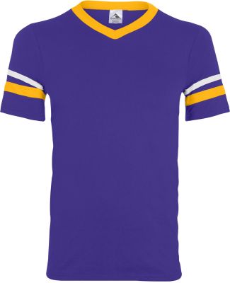 Augusta Sportswear 360 Two Sleeve Stripe Jersey in Purple/ gold/ white
