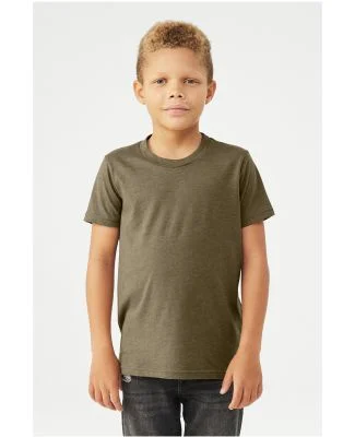 BELLA+CANVAS 3001YCVC Jersey Youth T-Shirt in Heather olive
