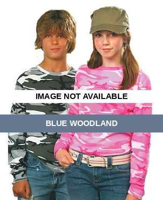 2216 Code V Youth Camouflage Long sleeve Tshirt Blue Woodland