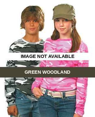 2216 Code V Youth Camouflage Long sleeve Tshirt Green Woodland