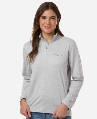 HUK  H6130024 Women's Coldfront+ Quarter-Zip Pullo in Harbor mist heather