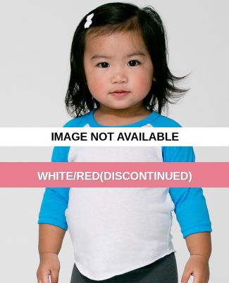 BB053 American Apparel Infant Poly-Cotton 3/4 Slee White/Red(Discontinued)