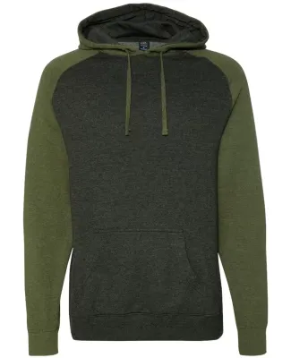 Independent Trading Co. - Raglan Hooded Pullover - Charcoal Heather/ Army Heather