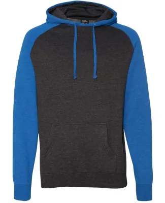 Independent Trading Co. - Raglan Hooded Pullover - Charcoal Heather/ Royal Heather