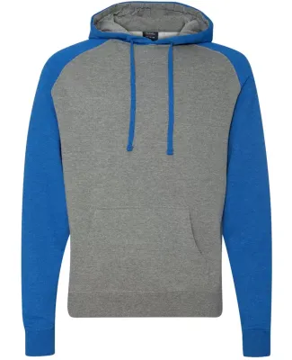 Independent Trading Co. - Raglan Hooded Pullover - Gunmetal Heather/ Royal Heather