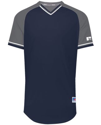 Russel Athletic R01X3B Youth Classic V-Neck Jersey in Navy/ steel/ white