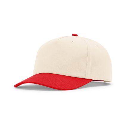 Richardson 356 5-Panel Relaxed Gramps in Cream/ cream/ red