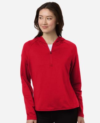 Team 365 TT200W Women's Qualify Quarter-Zip Hooded in Sport red