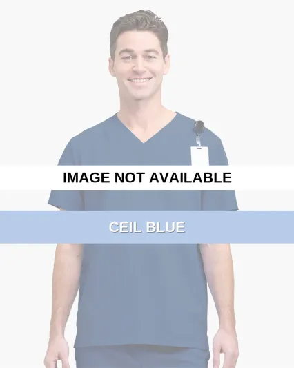 Hanes HMB000 Men's V-Neck Pocket Scrub Top Ceil Blue