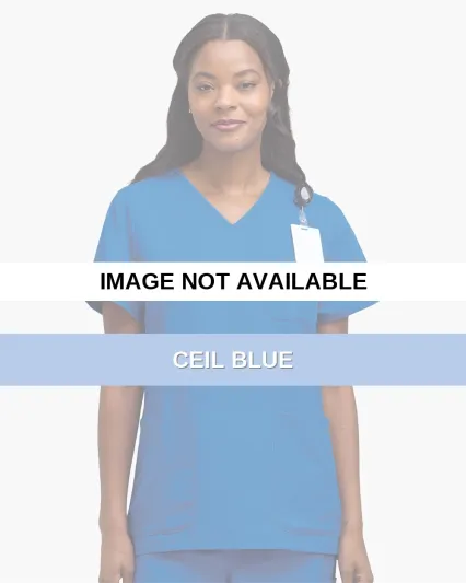 Hanes HSB002 Women's V-Neck 3 Pocket Scrub Top Ceil Blue