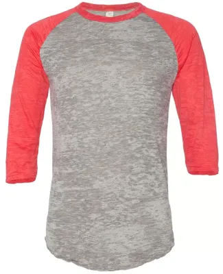 Alternative Apparel AA2640 Unisex Burnout Baseball GREY HTHR/ RED