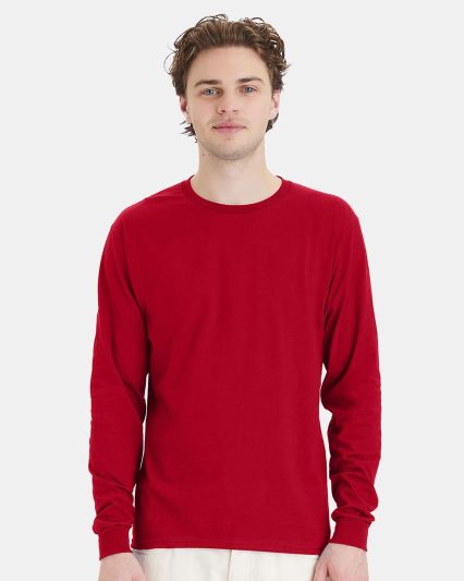 5286 Hanes® Heavyweight Long Sleeve T-shirt in Deep red