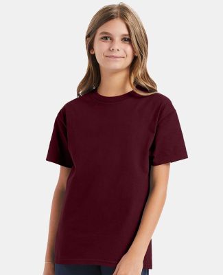 Hanes 5450 Authentic Tagless Youth T-shirt in Maroon