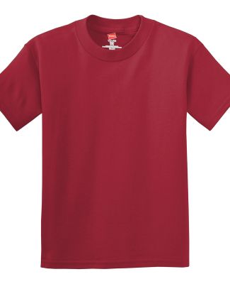 Hanes 5450 Authentic Tagless Youth T-shirt in Deep red