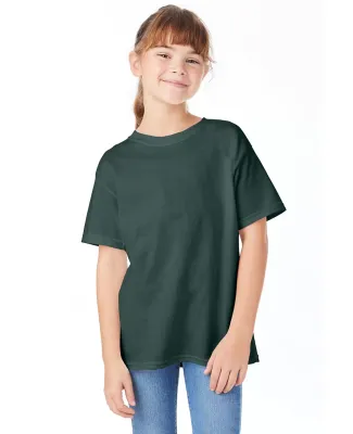 Hanes 5480 Heavyweight Youth T-shirt in Athletic dark green