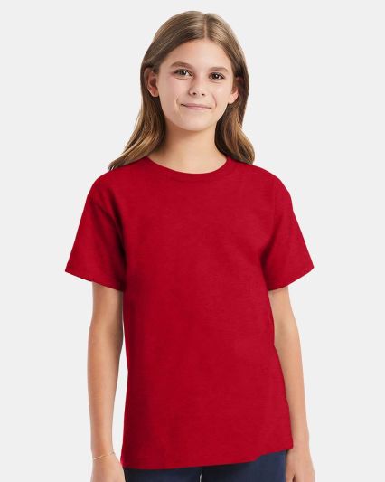 Hanes 5480 Heavyweight Youth T-shirt in Deep red