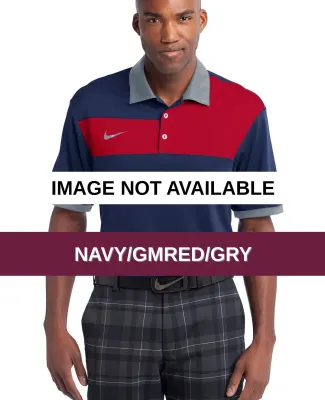 Nike Golf Dri FIT Sport Colorblock Polo 527806 Navy/GmRed/Gry