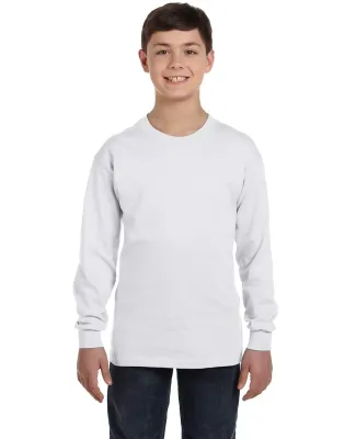 Hanes Youth Tagless 100 Cotton Long Sleeve T Shirt White