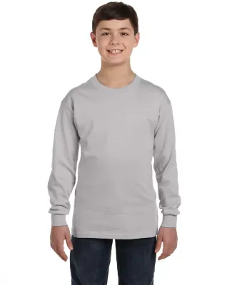 Hanes Youth Tagless 100 Cotton Long Sleeve T Shirt Light Steel