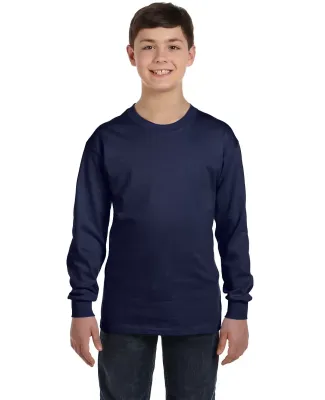 Hanes Youth Tagless 100 Cotton Long Sleeve T Shirt Navy