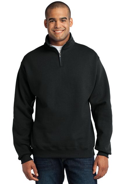 JERZEES 995 Adult New Blend Zip Cadet Collar Sweat in Black