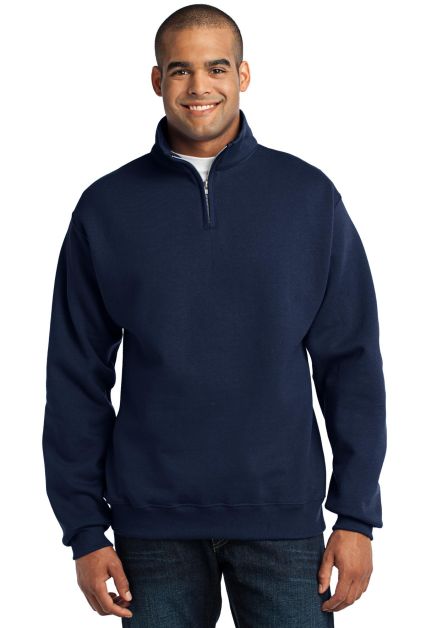 JERZEES 995 Adult New Blend Zip Cadet Collar Sweat in J. navy
