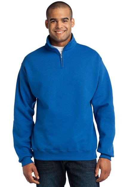 JERZEES 995 Adult New Blend Zip Cadet Collar Sweat in Royal