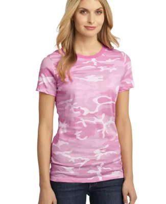 District Made 153 Ladies Perfect Weight Crew Tee D Pink Camo