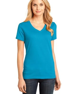 District Made DM1170L Ladies Perfect Weight V Neck in Bright turqu