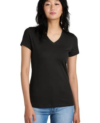 District Made DM1170L Ladies Perfect Weight V Neck in Jet black