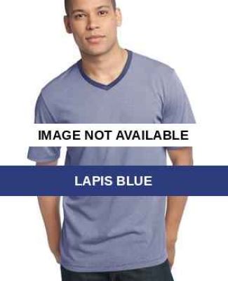 District Made 153 Mens Mini Stripe Notch Crew Tee  Lapis Blue