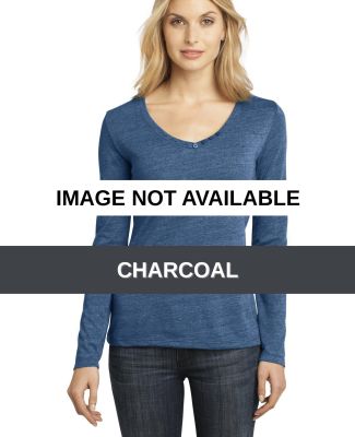 District Made 153 Ladies Textured Long Sleeve V Ne Charcoal