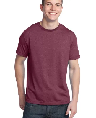 District Young Mens Tri Blend Crew Neck Tee DT142 Maroon Heather