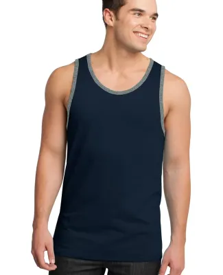 District Young Mens Cotton Ringer Tank DT1500 New Nvy/He Stl